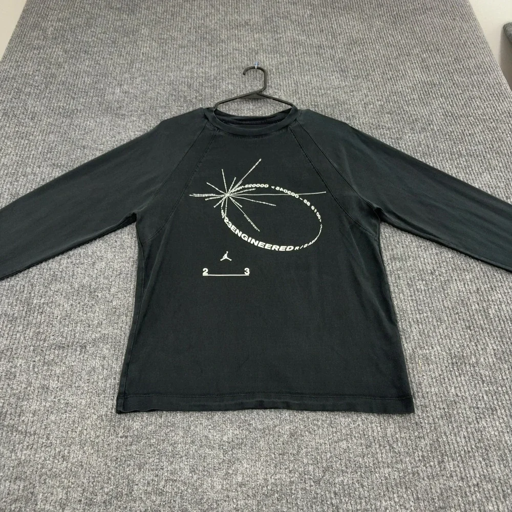 Jordan 23 Engineered Shirt Mens S Black Cotton Graphic Long Sleeve Streetwear